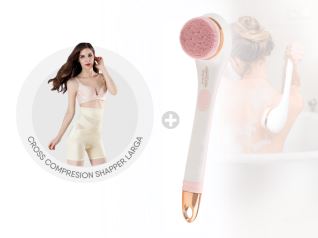 CROSS COMPRESSION SHAPER LARGA BEIGE XXL 1  UNIDAD  + PURE PERFECTION BODY BRUSH 1  UNIDAD KIT